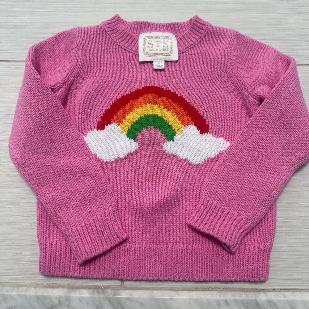 Sail to Sable Pink Cotton Rainbow Sweater